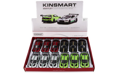 Kinsmart 2018 Bentley GT3 Diecast Car Set - Box of 12 5-inch