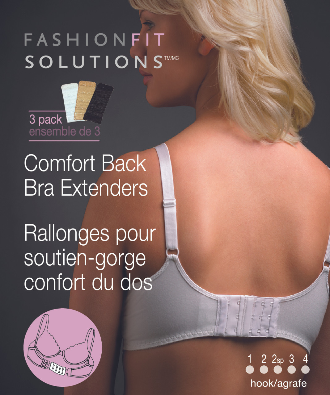 3 Hook Bra Back Extender by Fashion Essentials 50502