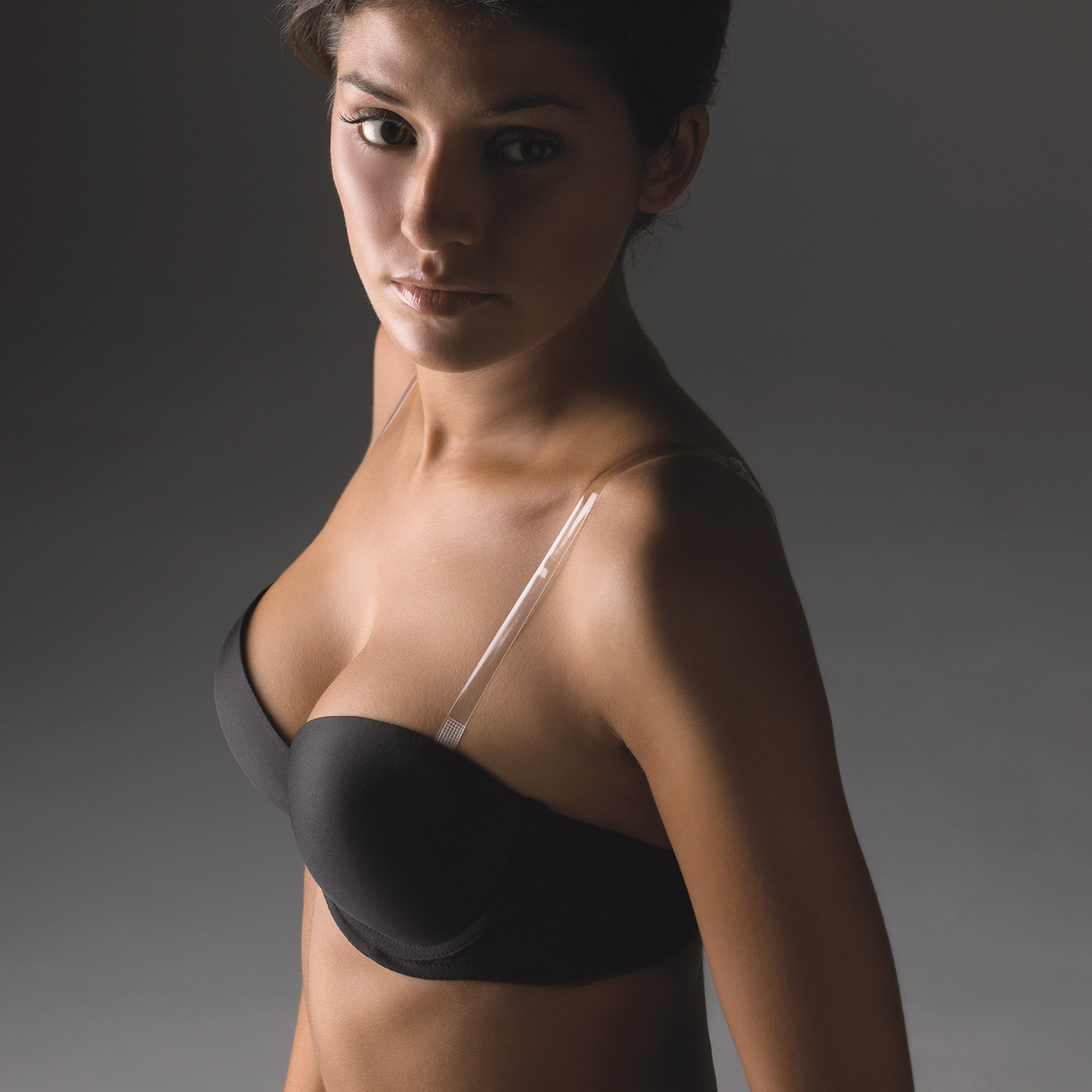 Ladies Triple Straps Bra With Wide Hooks-BLACK D Cup