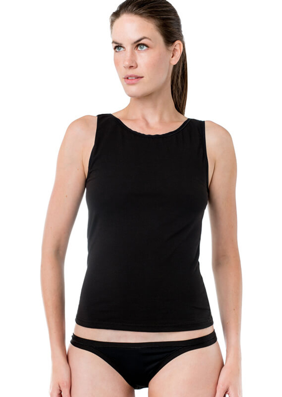 Emmalise Women's Camisole Built in Bra Wireless Fabric Support Short Cami  (Black, Small)