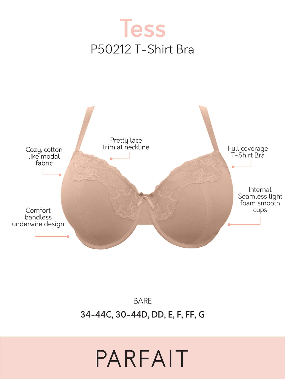 Parfait Modal Underwire Padded T-Shirt Bra with U-Back P50212 Tess