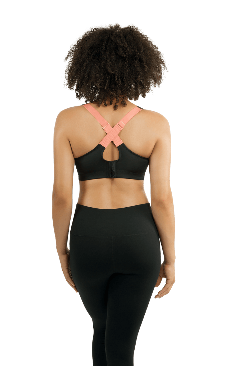 PARFAIT Women's Wave Wire-free Zip Front Sports Bra - Black - 34DD