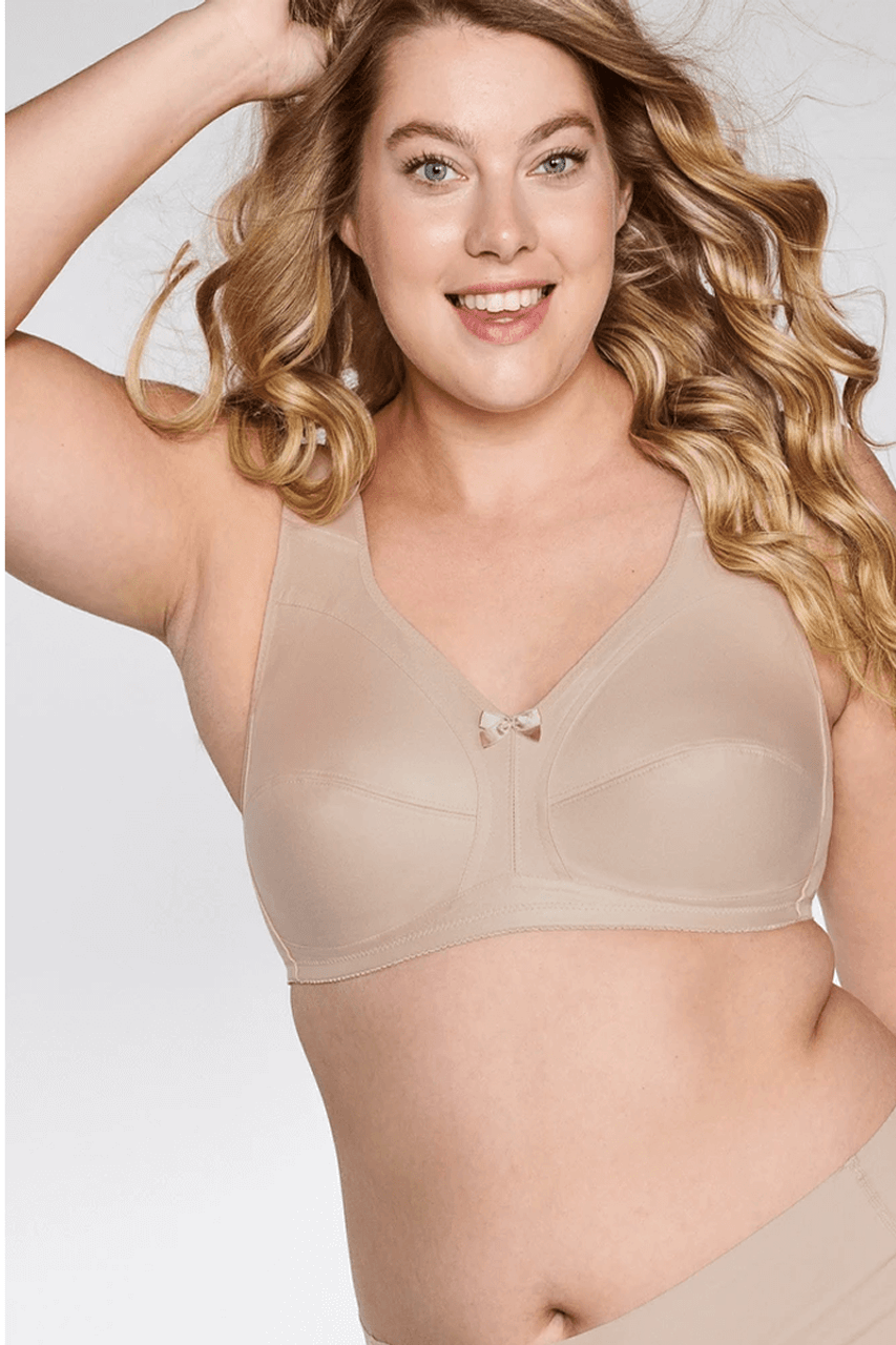 Women's Cotton Full Coverage Wirefree Non-padded Lace Plus Size Bra 48C 