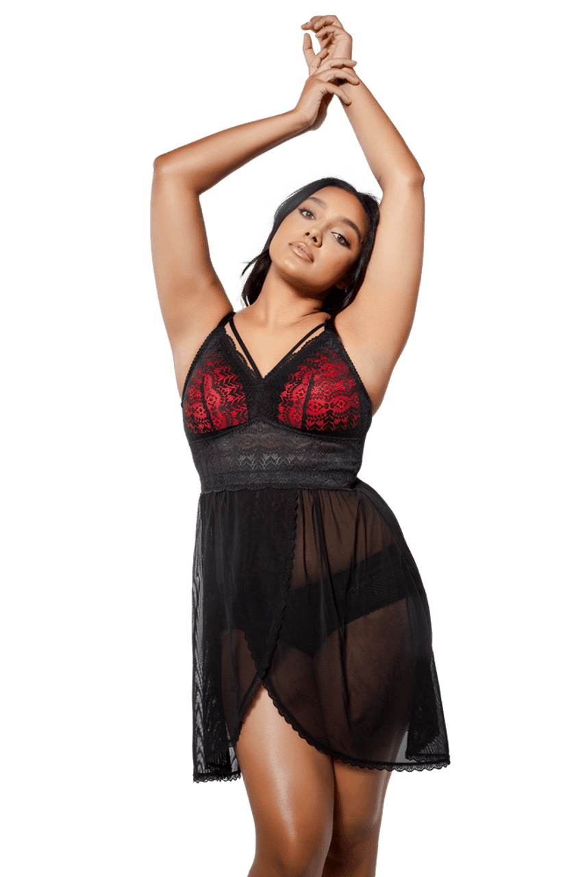 Parfait Lace Wire-Free Padded Mesh Bodysuit Mia Dot P6017