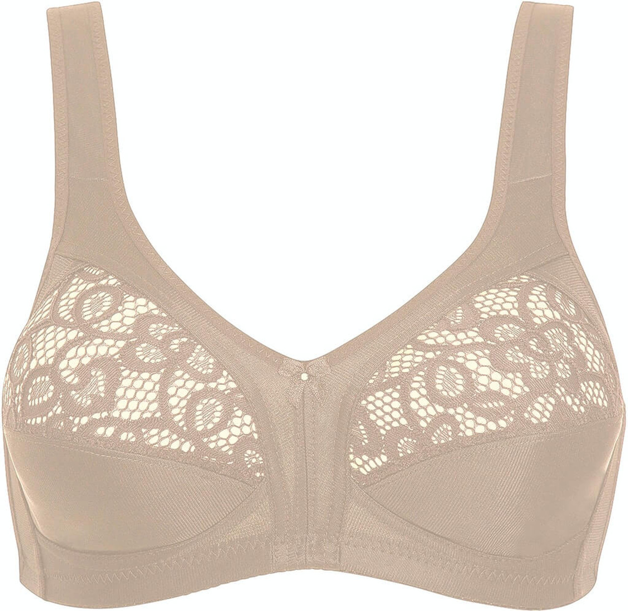 Naturana Wirefree Cotton Full Cup Bra with Lace inserts and side boning  5346 (B–DD 34–46)