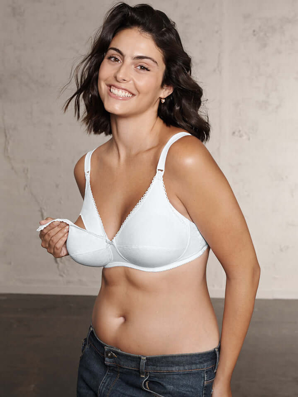 Wireless Maternity Nursing Bra With Cotton Lace For Breastfeeding