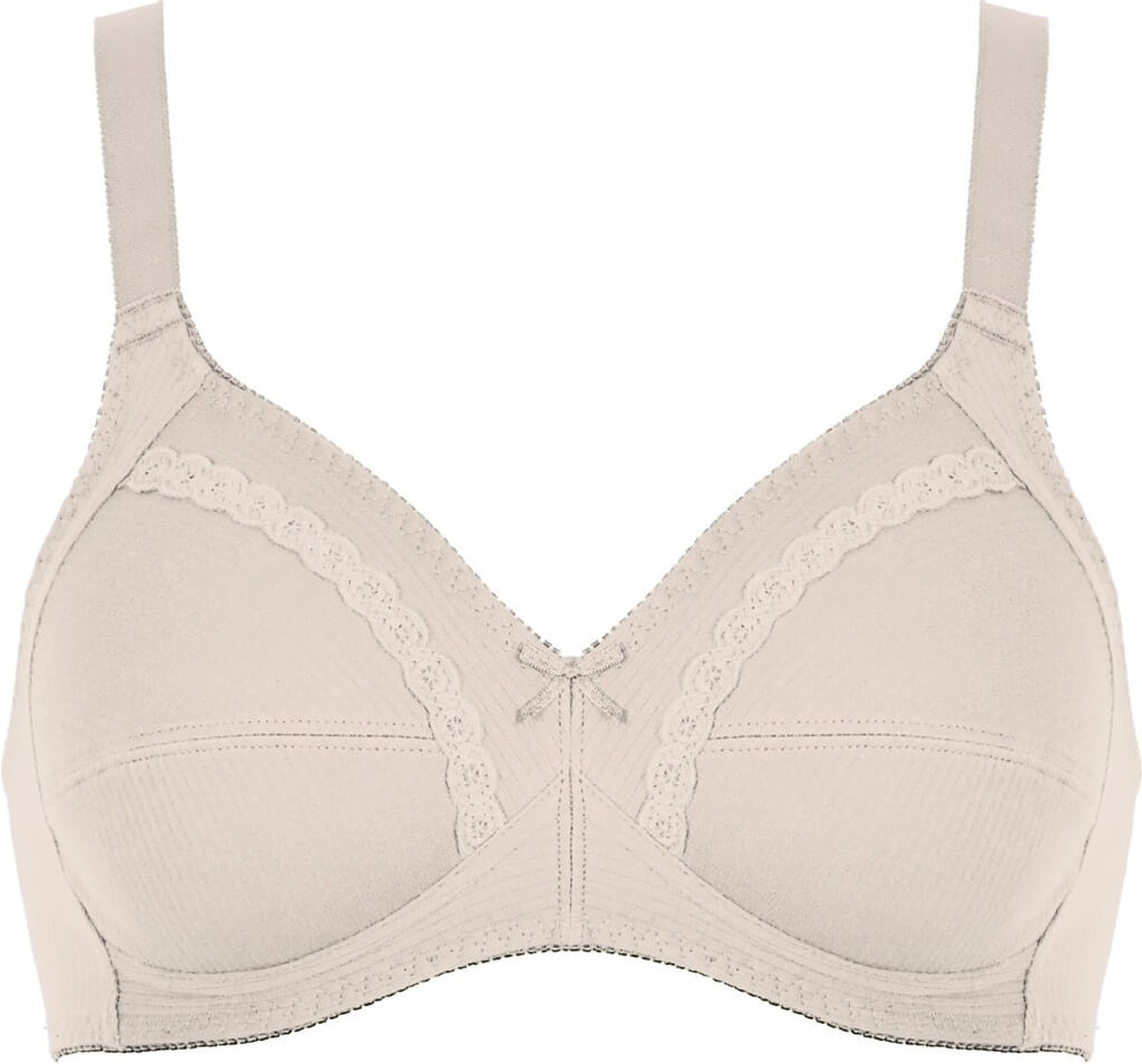 Naturana 100% Cotton Wireless Moulded Lace Bra With Embroidery (AA–DD 34–44)  86545