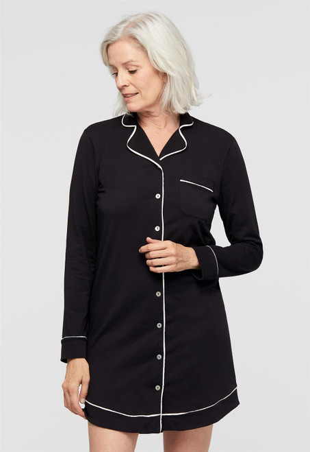 Lusomé  Cotton Long Sleeve Marilyn Button Down Sleepshirt LS17-154