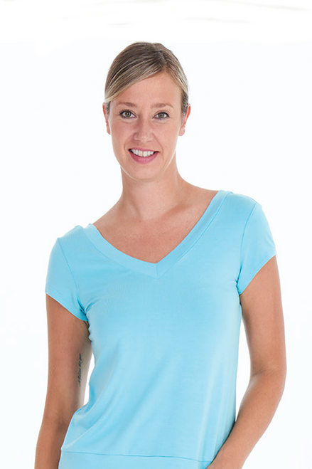 Arianne Cap Sleeve V-Neckline Soft Knit Top Marie 7313