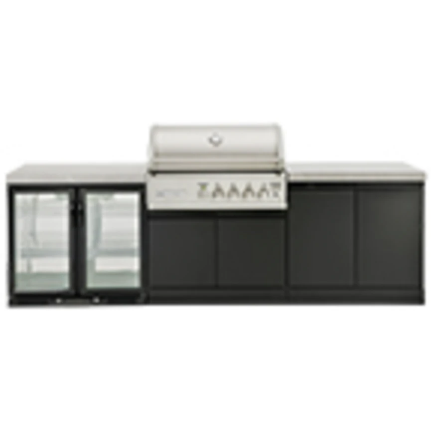 CROSSRAY X-Origin Classic Gas Outdoor Kitchen Double side cabinets with flat bench tops and double fridge.