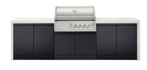 Premium 4B gas white outdoor kitchen , Double side cabinets with flat bench tops