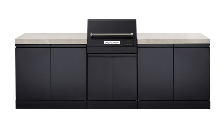 CROSSRAY eXtreme Classic Electric Outdoor Kitchen, Double side cabinets with flat bench tops