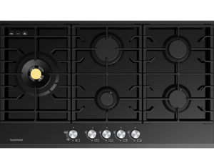 90cm Gas Cooktop With 5 Burners, Black Glass