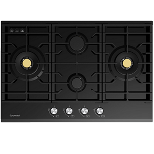 75cm Gas Cooktop With 4 Burners, Black Glass
