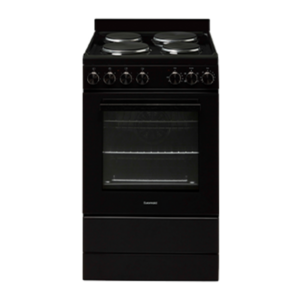 54cm Freestanding Electric Oven With Solid Cooktop, Black