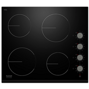 60cm Ceramic Cooktop With 4 Zones and Dial Controls, Black