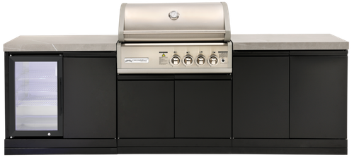 CROSSRAY X-Origin Classic Gas Outdoor Kitchen Double side cabinets with flat bench tops and single fridge
