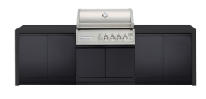 Premium 4B gas black outdoor kitchen, Double side cabinets with flat bench tops