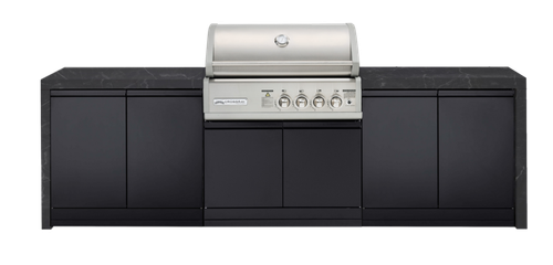 CROSSRAY X-Origin Premium Gas Outdoor Kitchen Double side cabinets with flat bench tops -black benchtop