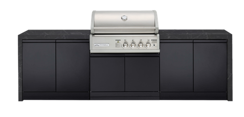 CROSSRAY X-Origin Premium Gas Outdoor Kitchen Double side cabinets with flat bench tops -black benchtop