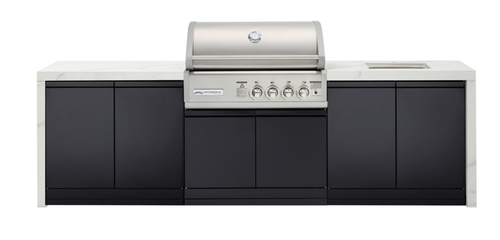 CROSSRAY X-Origin Premium Gas Outdoor Kitchen  Double side cabinets with 1 x flat bench top, 1 x under bench sink - white benchtop