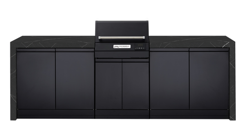 CROSSRAY eXtreme Premium Electric Outdoor Kitchen Double side cabinets with flat bench tops - black benchtop