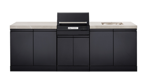 CROSSRAY eXtreme Classic Electric Outdoor Kitchen, Double side cabinets with 1 x flat bench top 1 x under bench sink