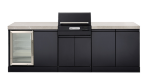 eXtreme grey Electric Outdoor Kitchen, Double side cabinets with flat bench tops and single fridge