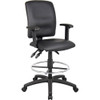 Boss Multifunction Drafting Stool with Adjustable Arms - Leather - Black  - *Ships from Miami