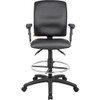 Boss Multifunction Drafting Stool with Adjustable Arms - Leather - Black  - *Ships from Miami