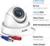 ZOSI  2MP (2K) HD-TVI  3.6mm Dome Security Camera, Indoor Outdoor, 80ft Night Vision, Weatherproof, White - 4 Pack Kit - *Pre-Order