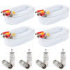 Postta 50Feet (15m ) All-in-One CCTV Video (BNC) + Power Cables , White - 4 Pack Kit - [From 91.00 - Choose pk Qty ] - *Ships from Miami