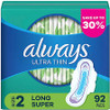 Always Ultra Thin Pads Size 2 Super Long Absorbency Unscented with Wings (92 ct.) - [From 50.00 - Choose pk Qty ] - *Ships from Miami