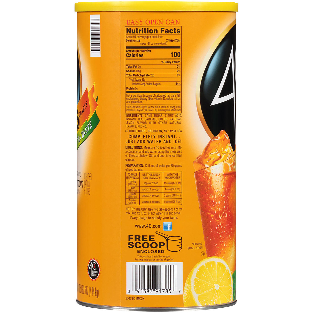 4C 35 QT Lemon Iced Tea Mix (82.6 oz.) - *In Store