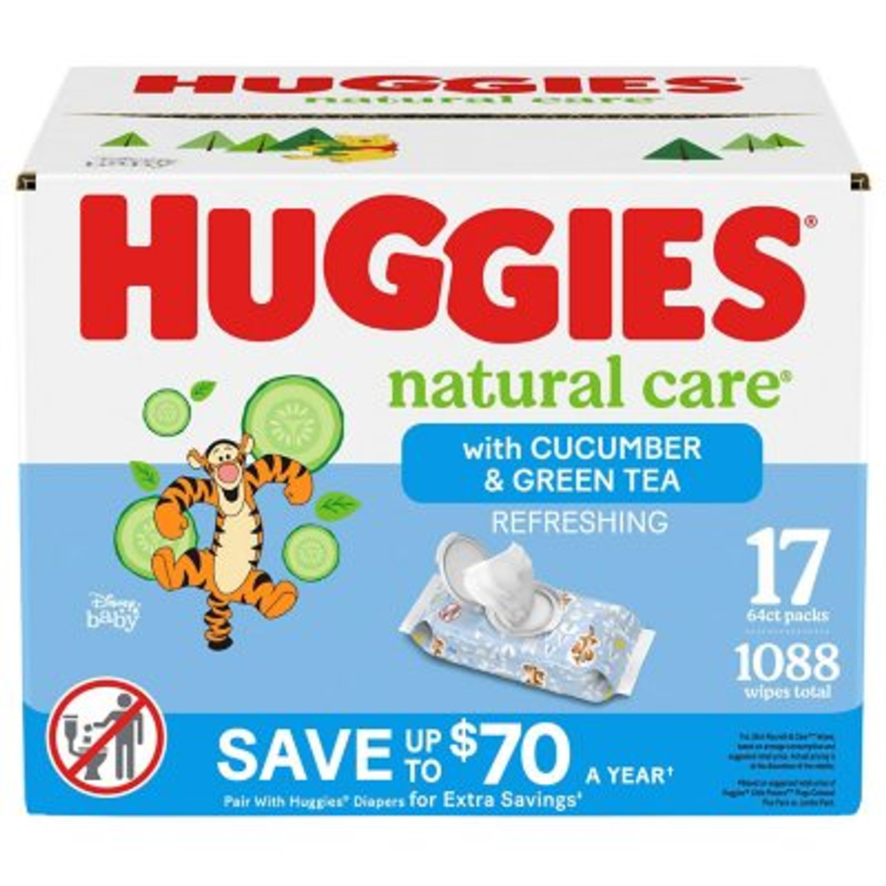 Huggies Natural Care Baby Wipes, Refreshing Clean (17 flip-top pks., 1088 ct.) - *Pre-Order