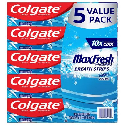 Colgate Max Fresh Toothpaste with Mini Breath Strips, Cool Mint (7.3 oz., 5 pk) - *In Store