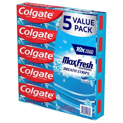 Colgate Max Fresh Toothpaste with Mini Breath Strips, Cool Mint (7.3 oz., 5 pk) - *In Store