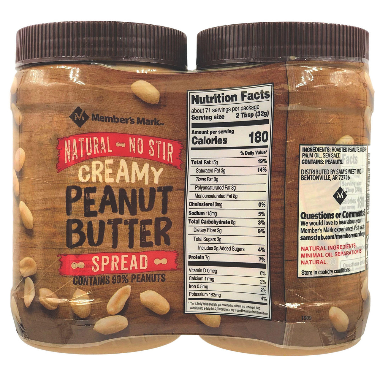 Member's Mark Natural Creamy Peanut Butter (40 oz., 2 pk.) - *In Store