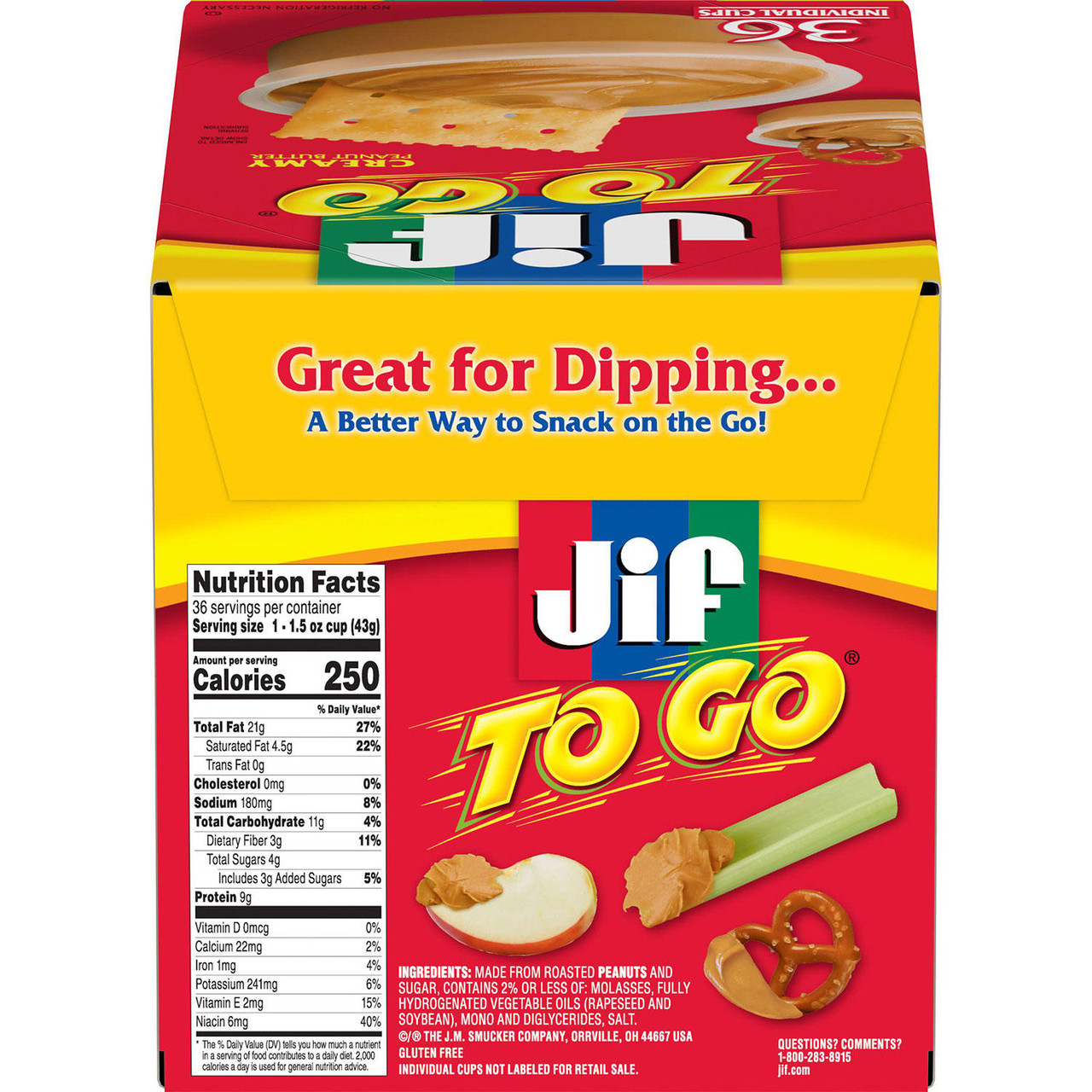 Jif-To-Go Creamy Peanut Butter (36 ct.) - [From 44.00 - Choose pk Qty ] - *Ships from Miami