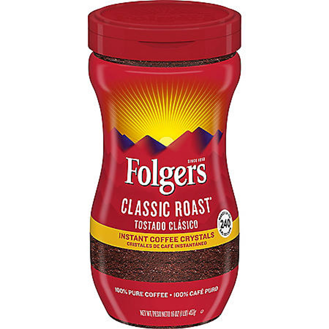 Folgers Classic Roast Instant Coffee Crystals (16 oz.) - [From 47.00 - Choose pk Qty ] - *Ships from Miami