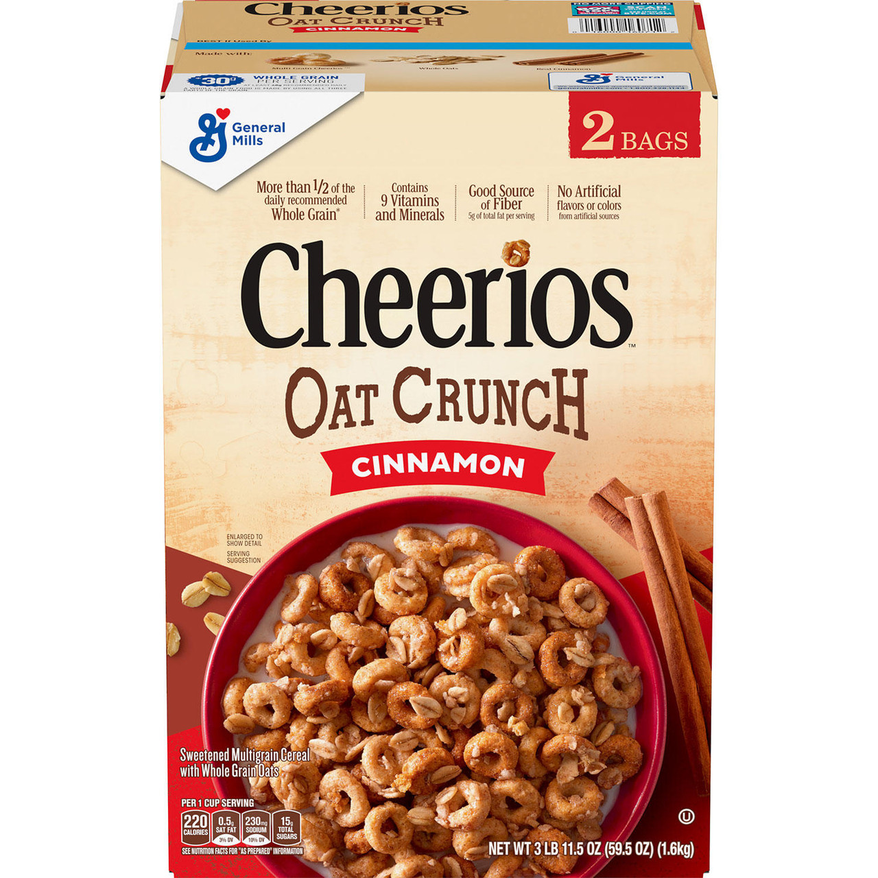 Cheerios Oat Crunch, Cinnamon (59.5 oz.) - [From 42.00 - Choose pk Qty ] - *Ships from Miami