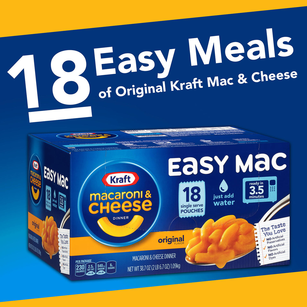 Kraft Easy Mac Microwavable Macaroni & Cheese (2.15 oz., 18 ct.) - *Pre-Order