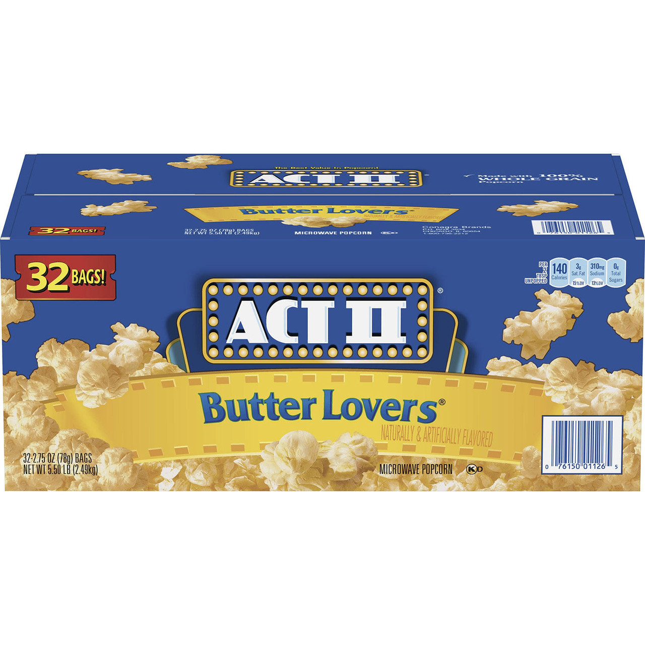 ACT II Butter Lovers Microwave Popcorn (2.75 oz., 32 pk.) - [From 48.00 - Choose pk Qty ] - *Ships from Miami