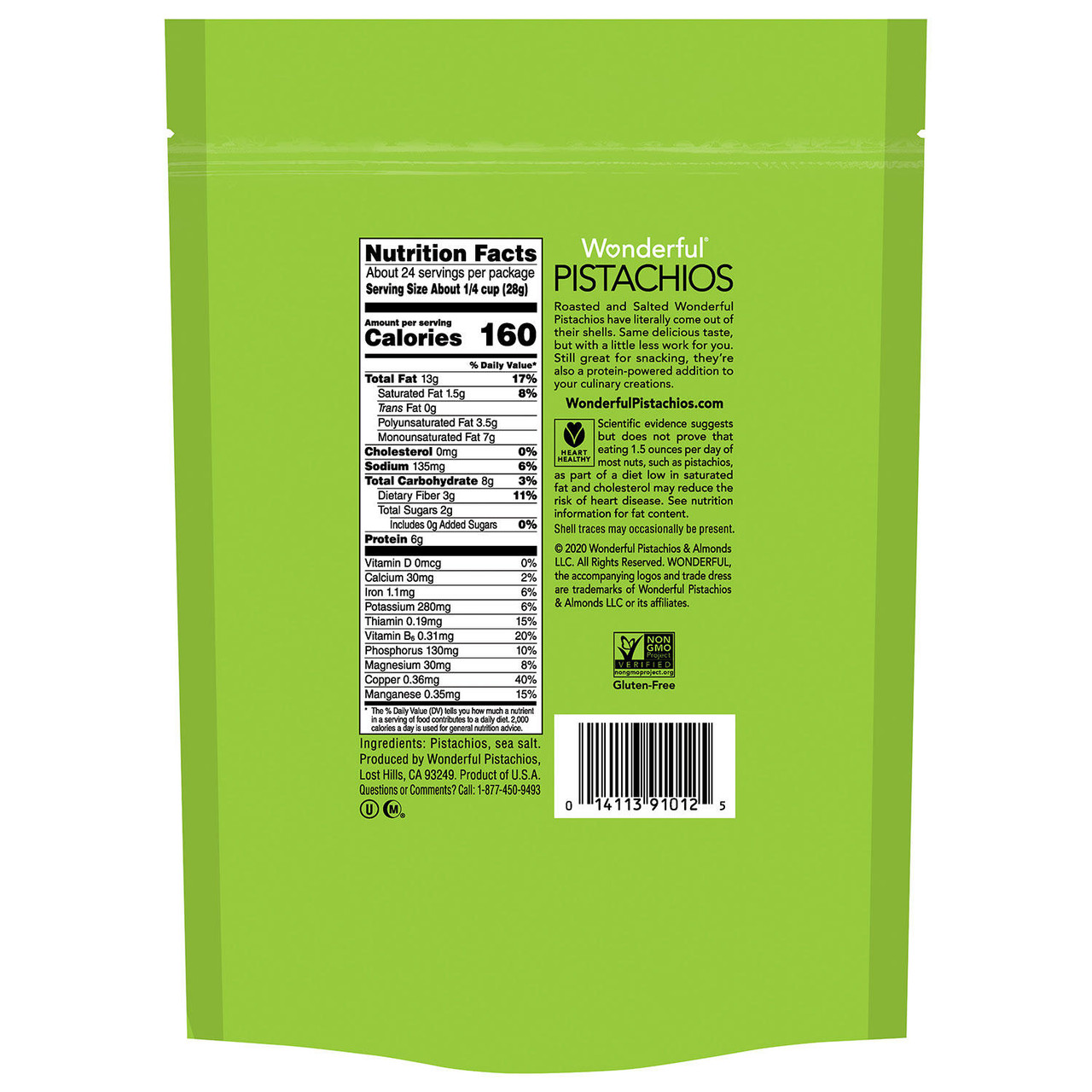 Wonderful Pistachios Shelled, Roasted and Salted (24 oz.) - [From 64.00 - Choose pk Qty ] - *Ships from Miami