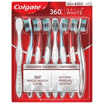 Colgate Optic White 360 Manual Toothbrush, Soft (8 pk.) - [From 62.00 - Choose pk Qty ] - *Ships from Miami