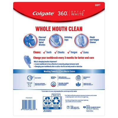 Colgate Optic White 360 Manual Toothbrush, Soft (8 pk.) - [From 62.00 - Choose pk Qty ] - *Ships from Miami
