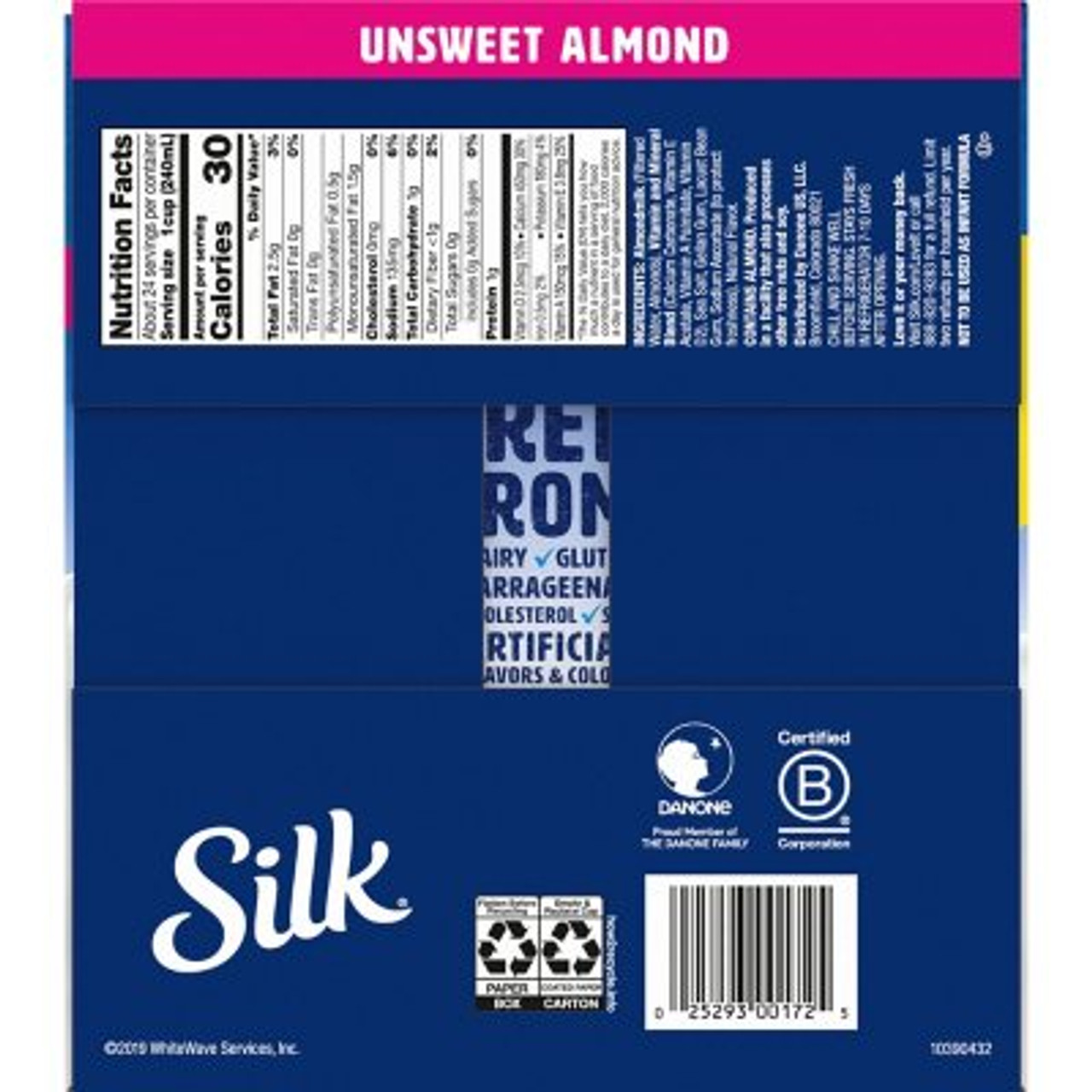 Silk Dairy-Free UHT Unsweet Almondmilk Cartons, 6-32 fl. oz. - [From 54.33 - Choose pk Qty ] - *Ships from Miami