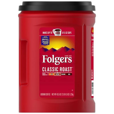 Folgers Classic Roast Ground Coffee (43.5 oz.) - [From 72.00 - Choose pk Qty ] - *Ships from Miami