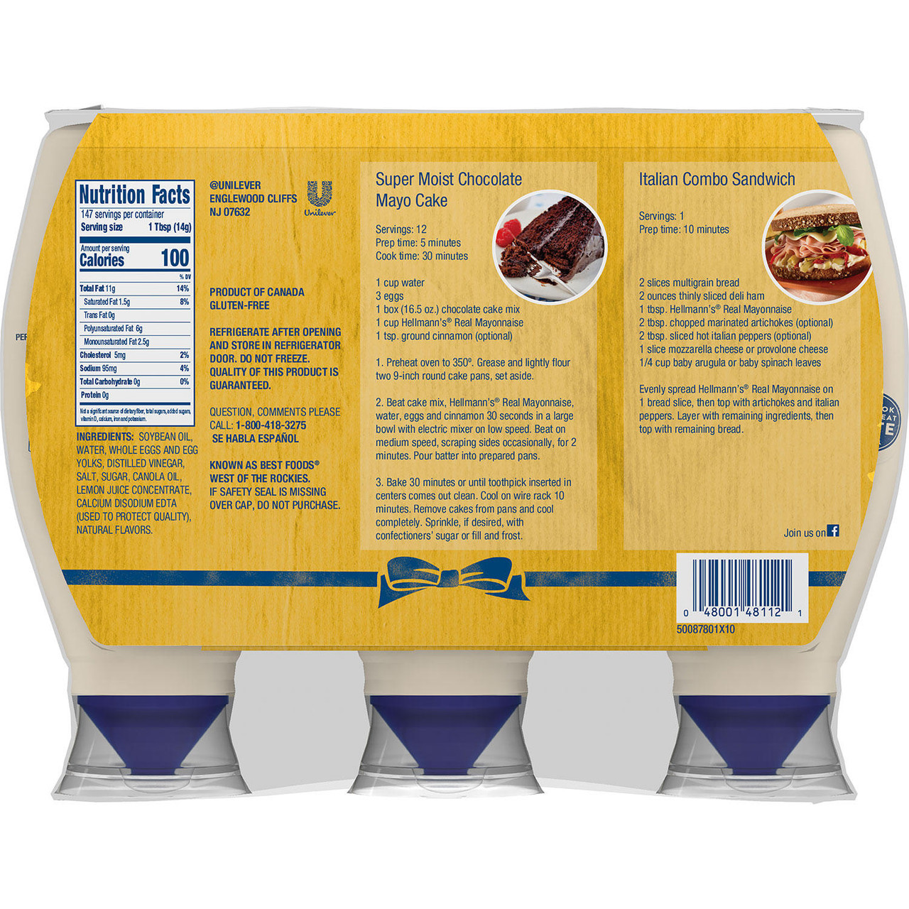 Hellmann's Real Mayonnaise (25 oz., 3 pk.) - [From 58.00 - Choose pk Qty ] - *Ships from Miami