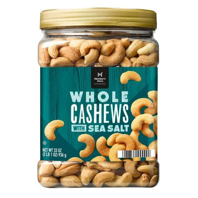 Member's Mark Roasted Whole Cashews with Sea Salt (33 oz.) - [From 58.00 - Choose pk Qty ] - *Ships from Miami